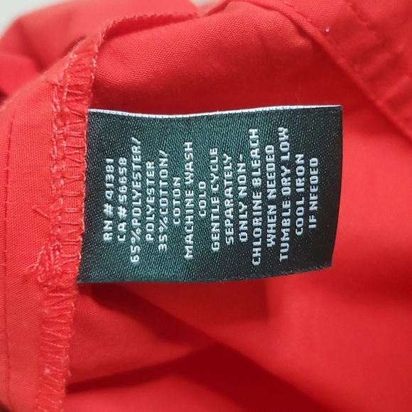 Lauren Ralph Lauren Red Laser Cut Bell Sleeve Top Size Large - Picture 6 of 8